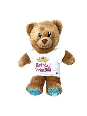 Build A Bear Workshop Brown Teddy Bear Plush Toy with Shirt Sings Happy Birthday